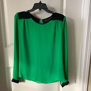 Worthington Vibrant Green and Black Blouse